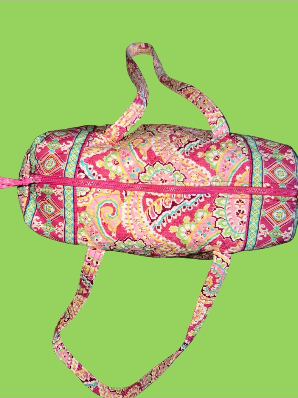 Vintage Vera Bradley Pink Paisley Duffle Bag Weekender Quilted Cotton Made InUSA - Picture 3 of 10